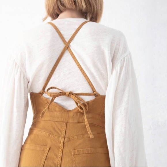 Ulla Johnson Effie Wide Leg Tie Back Apron Jumpsuit Ochre 2 - Picture 2 of 16